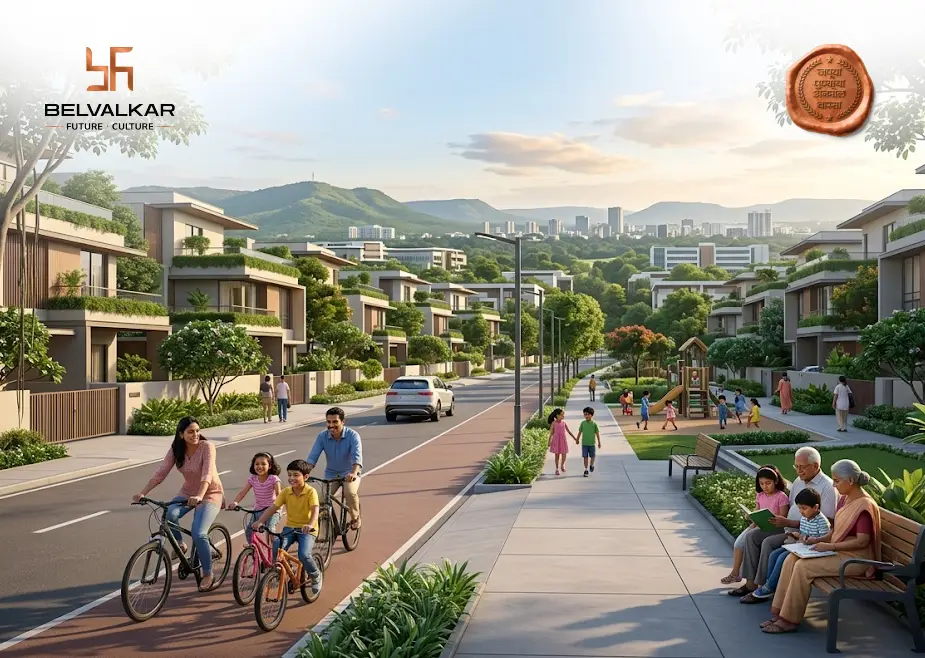 Family exploring residential areas and housing options in Pune